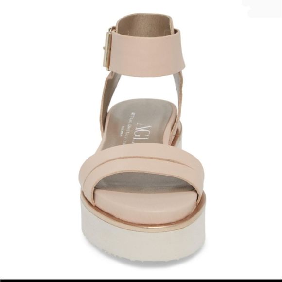 Beautiful buttery soft blush pink leather AGL platform sandals sz 37.5 (US 7.5) - Picture 3 of 13